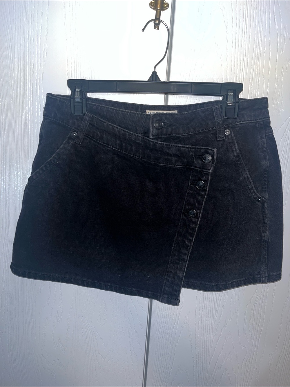 We The Free Black Denim Mini Skirt